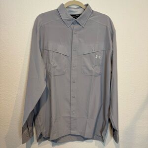 NWT Under Armour HeatGear Fishing Shirt Men’s Large Gray Long Sleeve Vented